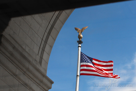 Union Station, Old Glory reflection