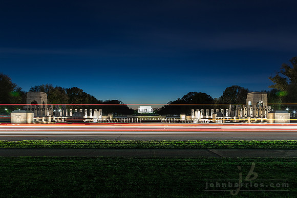WW2 Memorial at dusk