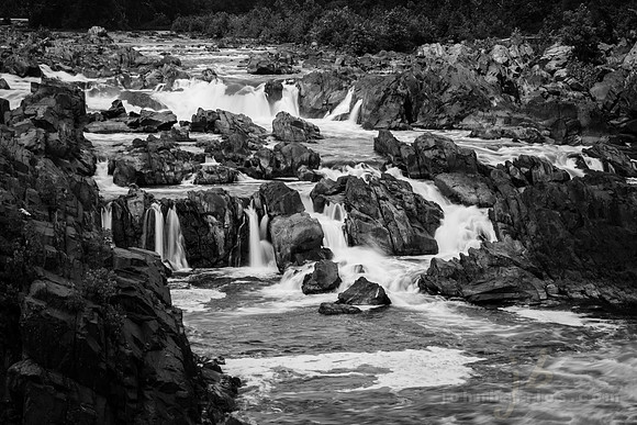 black and white photography, great falls, great falls national park mclean va, landscape photography, waterfall